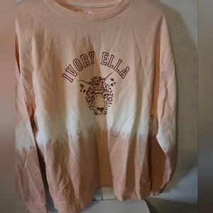 Ivory Ella tye dye leopard pullover sweatshirt L
